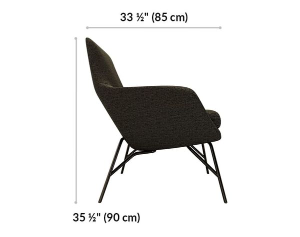 arm chair is 33 and a half inches deep and 35 and a half inches tall