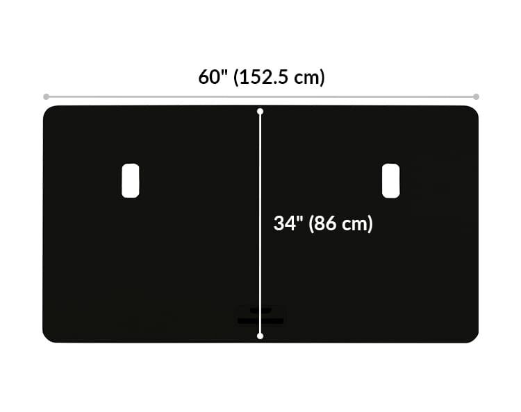 desktop is 60 inches wide and 34 inches deep.
