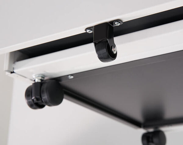 roll-and-lock casters shown