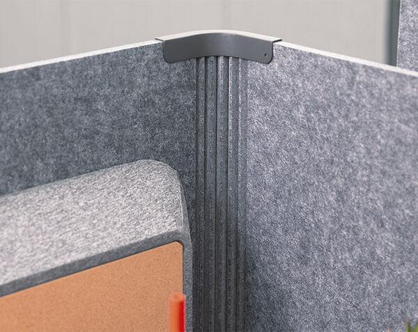 Corner closeup of grey felt fabric