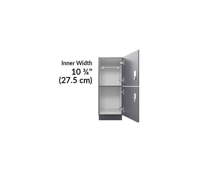 low locker is 10 and three quarter inches wide