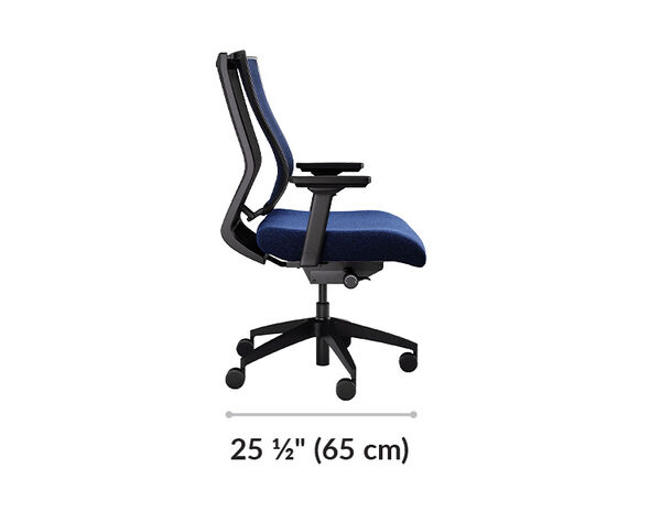 vari task chair is 25 and a half inches deep