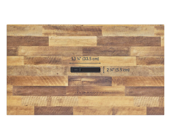 the standing conference table features a center grommet that has a length of 13 1/4 inches long and width of 2 ¼