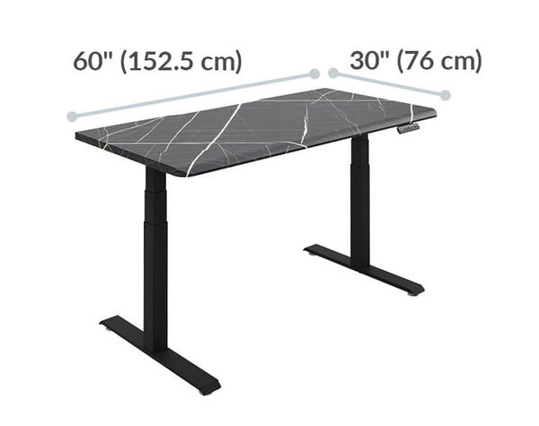 electric standing desk comfort edge sixty by thirty black marble is sixty inches long