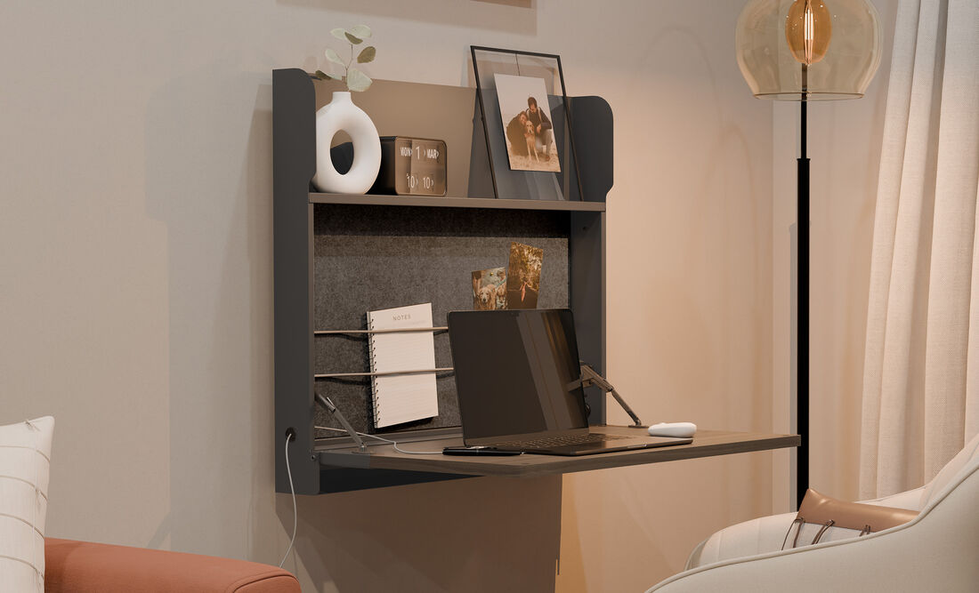 hide away desk with laptop while open