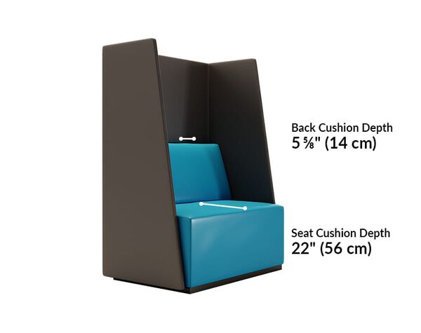 high back chair's seat cushion is twenty-two inches deep