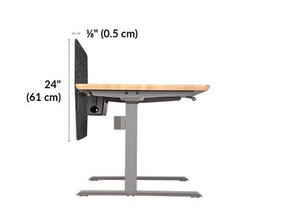 felt privacy and modesty panel is 0.13 inches thick and 24 inches tall