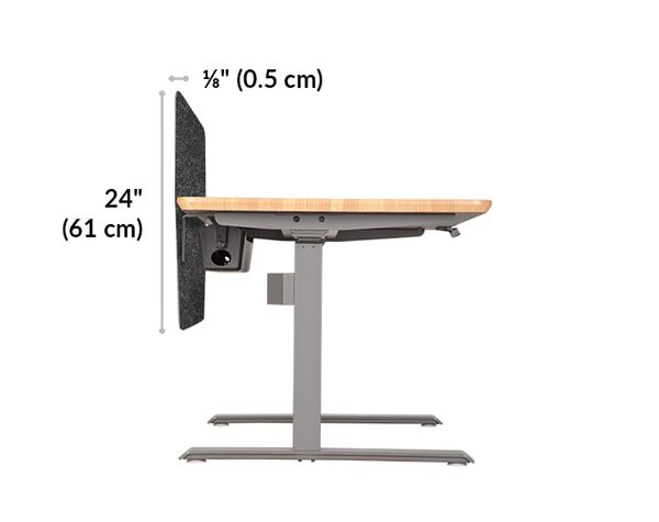 felt privacy and modesty panel is 0.13 inches thick and 24 inches tall