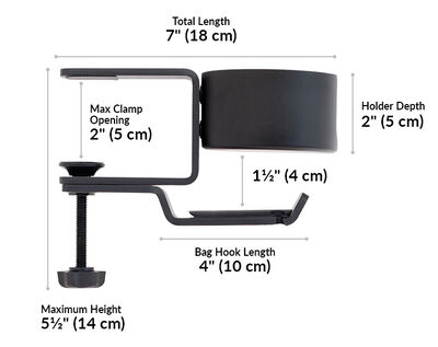 cup holder has a total length of 7 inches and a maximum height of 5 and a half