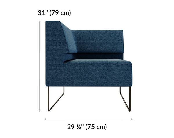 corner seat is 31 inches tall and 29 and a half inches wide