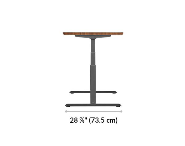 The base of the Electric Standing Desk 48x30 Darkwood is 28.88 inches deep