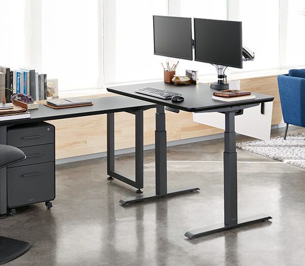 Vari electric standing desk configured into a personal workstation