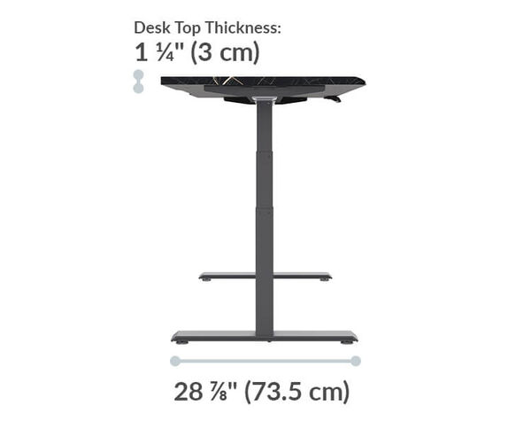 The base of the Electric Standing Desk with ComfortEdge™  60x30 walnut is 28.88 inches deep
