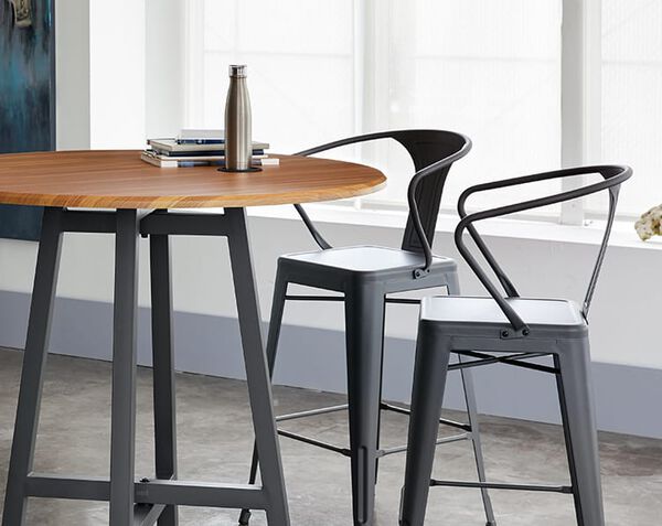 table seen in open office with two chairs