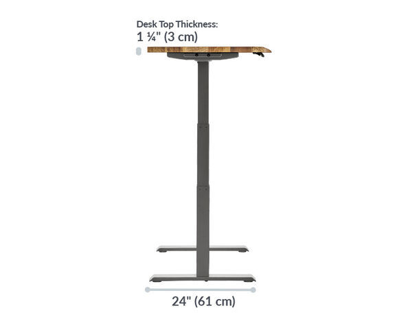 The L-Shape Electric Standing Desk reclaimed wood is 58 inches apart and 68 inches from leg to leg