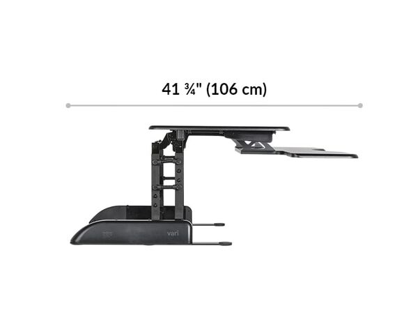 Dimension image shows that the desk riser is a total of 41.75 inches deep