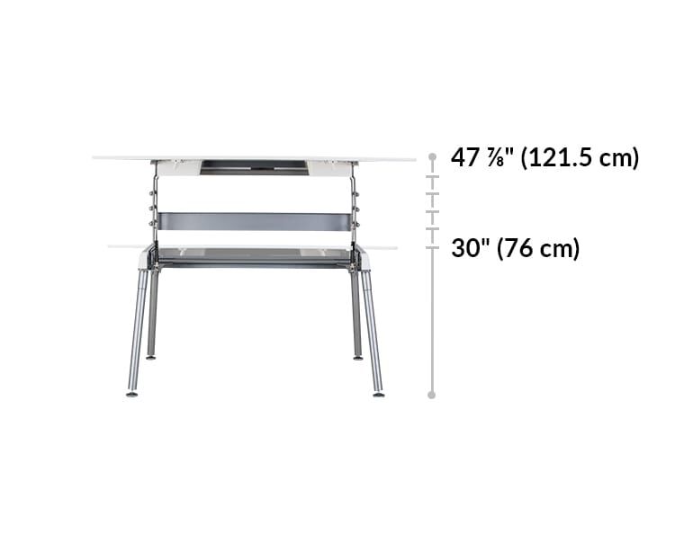 height settings range between 30 inches and 47 inches off the ground.