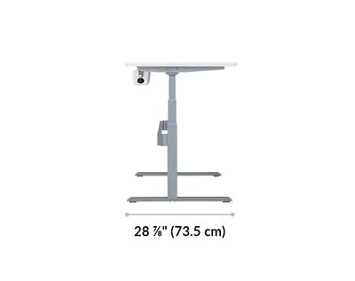 vari electric standing desk 48x30 leg base is 28 and 7 eighth inches long