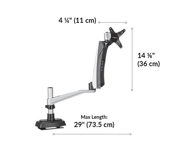 max length from post to end of arm is 29 inches