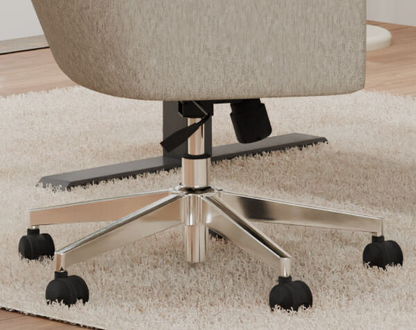 close up shot of the bottom of the chair where the height adjustment lever is