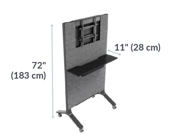 mobile media station measures 72 inches tall