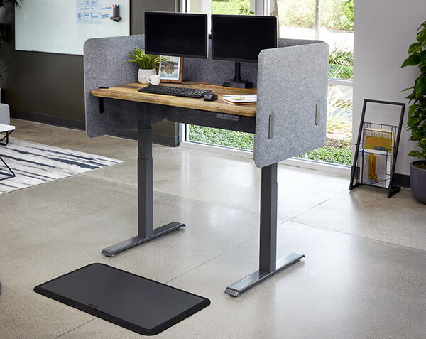 felt panel mounted on electric standing desk