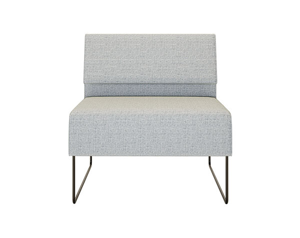 front view of armless seat in light grey