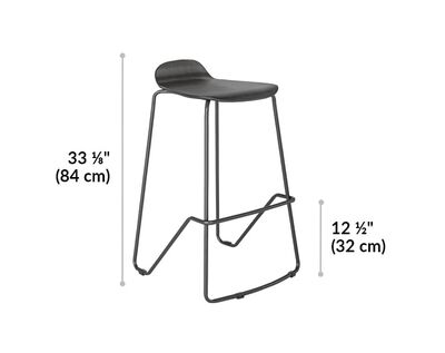 wood conference stool is 33.13 inches tall and the footrest is 12.5 inches high