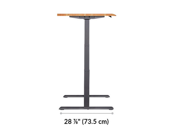 The base of the Electric Standing Desk with ComfortEdge 48x30 Butcher Block is 28.88 inches deep