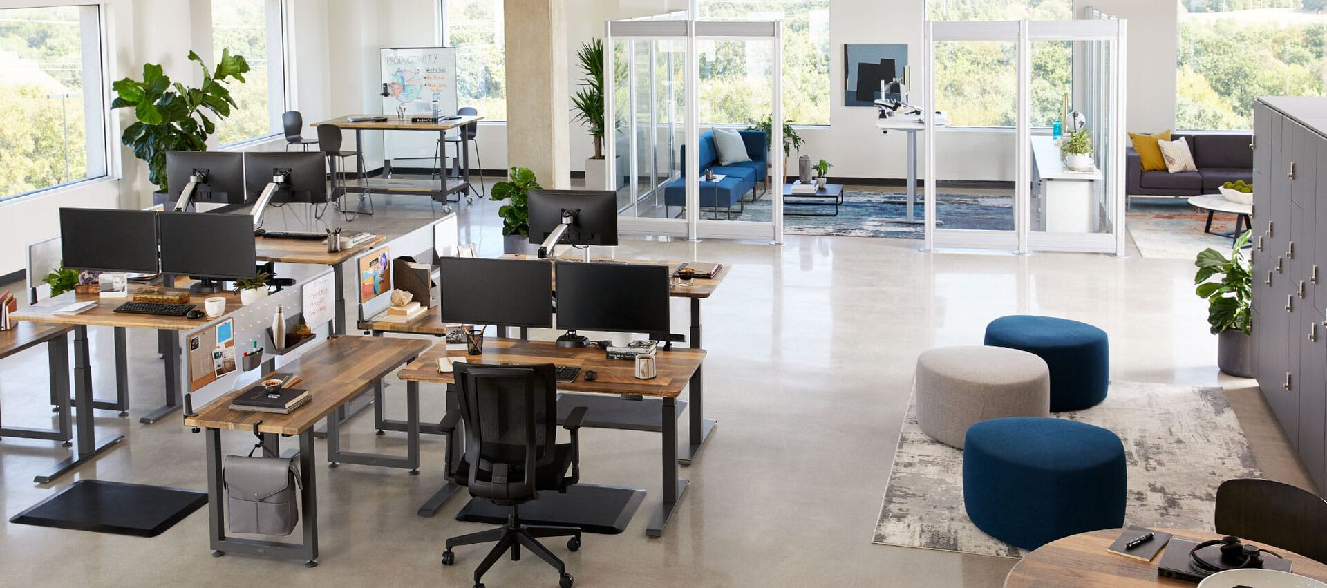 open office layout of vari products