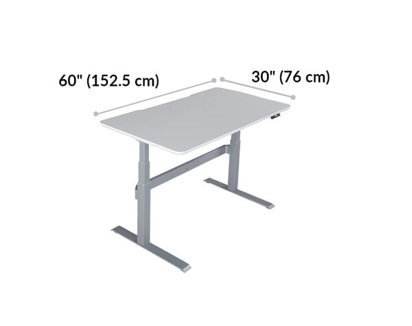 Electric Standing Desk 60x30 White is 60 inches wide and 30 inches deep