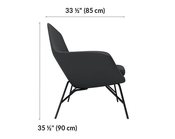 arm chair is 35 and a half inches tall and 33 and a half inches wide 