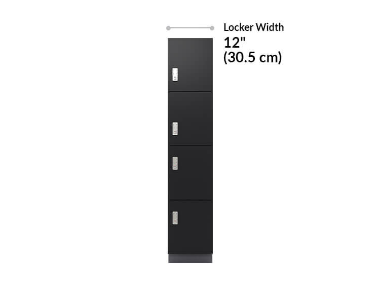 four tier locker is 12 inches wide