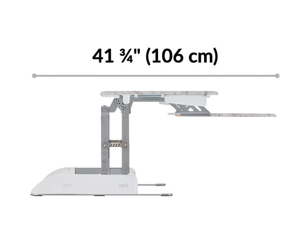 pro plus thirty six converter is forty one and three fourths inches deep from the end of the keyboard tray to the back of the base