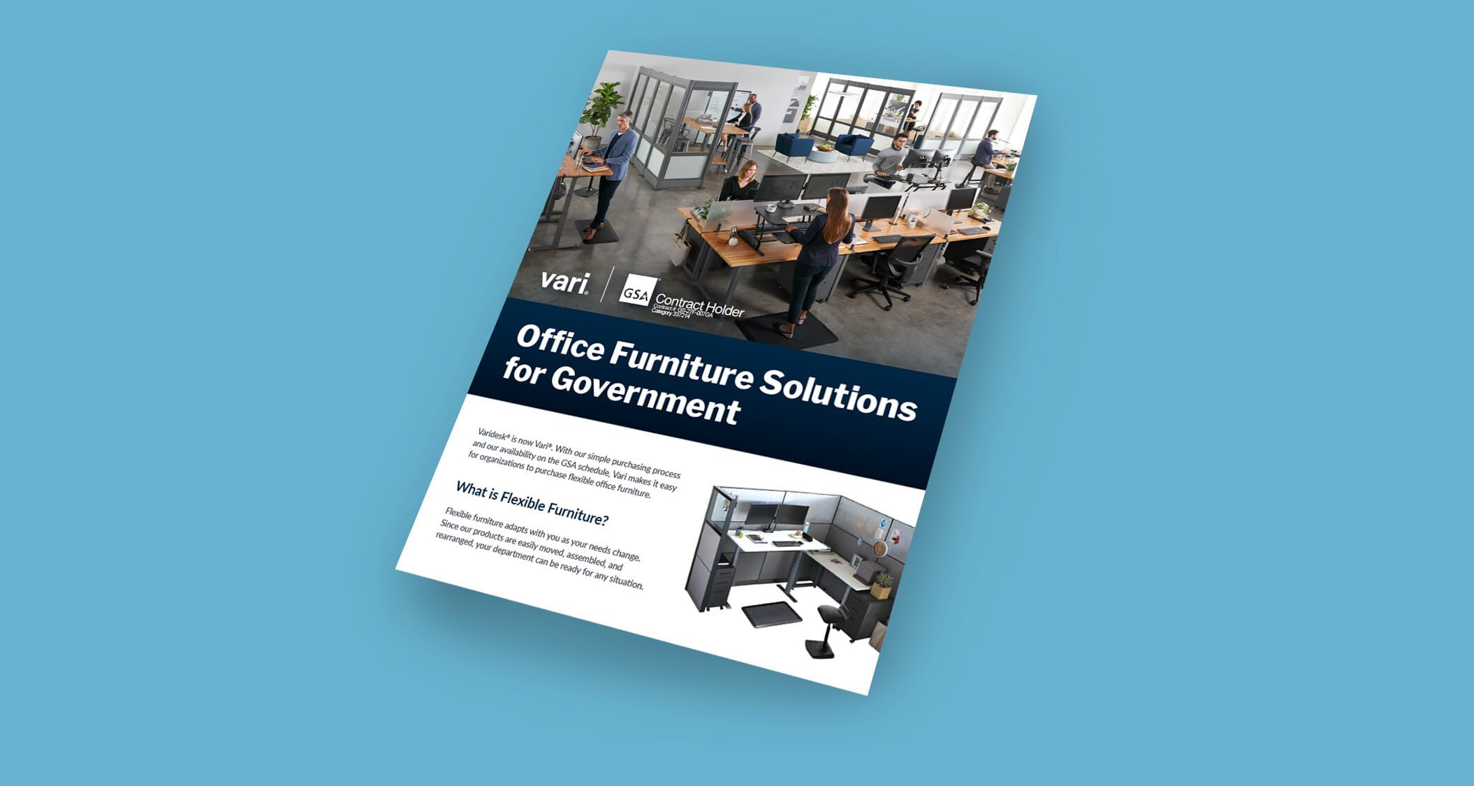 gsa product flyer on blue background