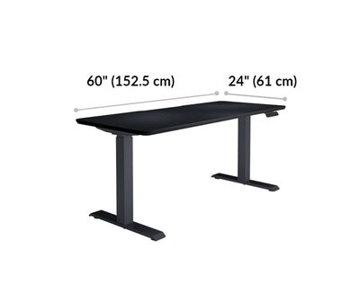 Electric Standing Desk 60x30 Black is 60 inches wide and 24 inches deep