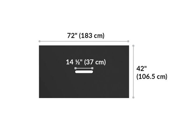 Standing conference table is 72 inches wide and 42 inches deep. 