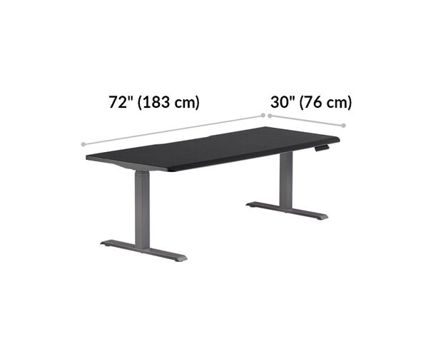 Electric Standing Desk 72x30 Black is 72 inches wide and 30 inches deep