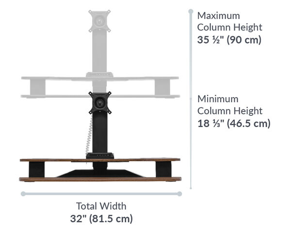 The total width of the premier electric single monitor converter is 32 inches wide