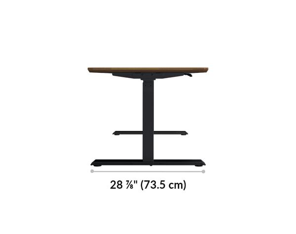 The base of the Electric Standing Desk 72x30 Butcher Block is 28.88 inches deep