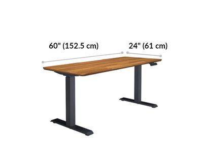 Electric Standing Desk 60 by 24 tabletop is 60 inches wide and 24 inches long