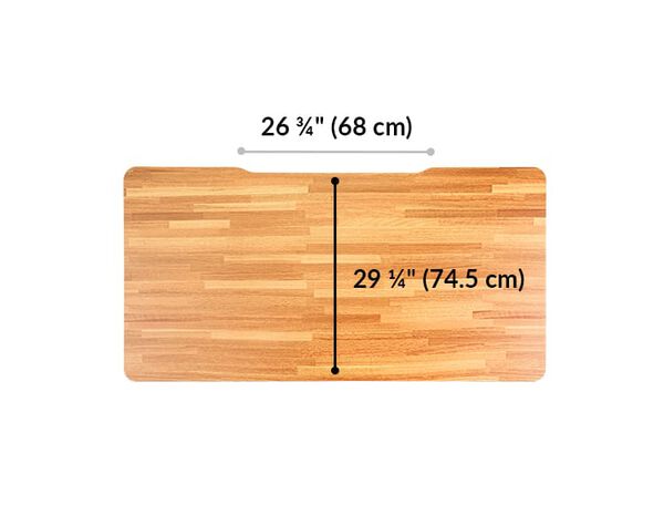 The surface of the Electric Standing Desk 60x30 Butcher Block top is 29.25 inches deep