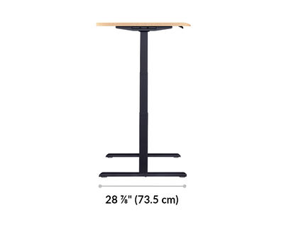 The base of the Electric Standing Desk with ComfortEdge™ 48x30 light wood with black legs is 28.88 inches deep