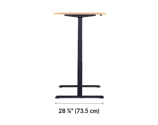 The base of the Electric Standing Desk with ComfortEdge™  48x30 light wood with black legs is 28.88 inches deep