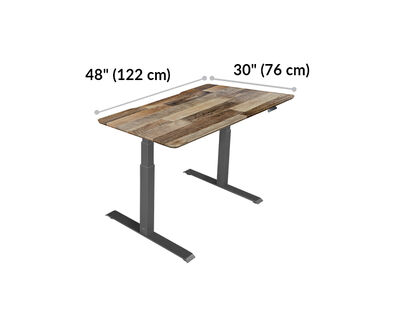 Electric standing desk is 48 inches wide and 30 inches long