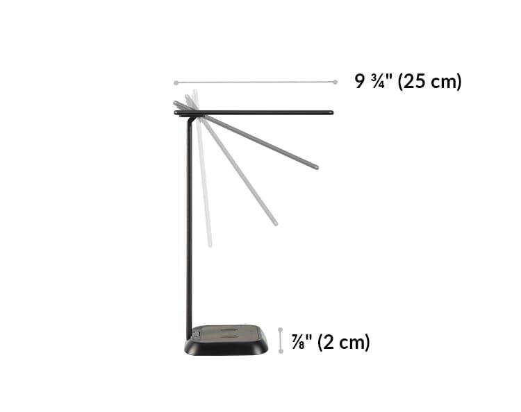 articulating lighted head is a 9 and 3 quarter inches long, slim rectangle