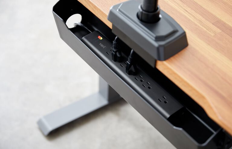 Vari Power strip in cable management tray