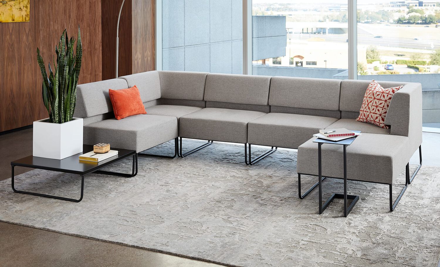 armless seat shown as part of sectional sofa