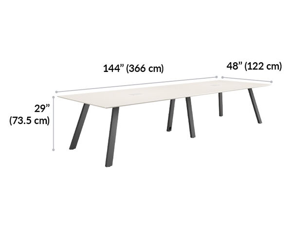 vari conference table is 29 inches wide and 144 inches long