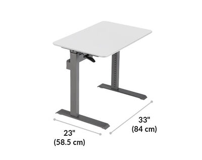 vari standing workstation legs are 23 inches long and 33 inches wide